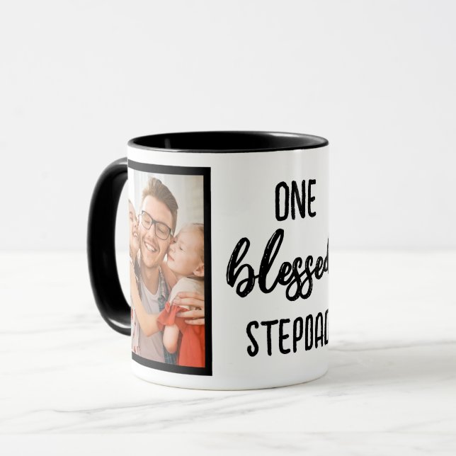 One Blessed Stepdad | Modern Father's Day Photo Mug (Front Left)
