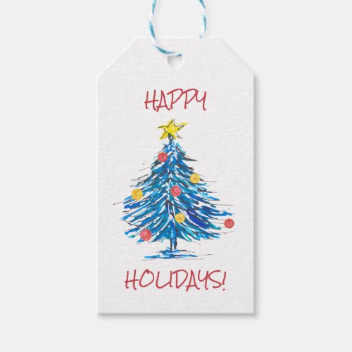 One Blue Christmas Tree Reversible Gift Tags