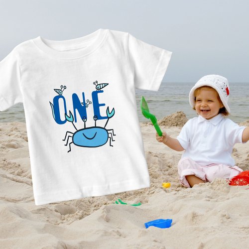 One Blue Crab Sea Animals 1st Birthday Baby T_Shirt