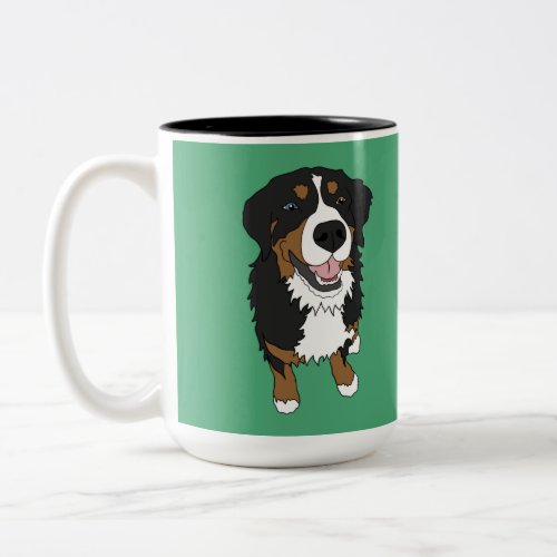 One Blue Eyed Bernese Mountain Dog  Two_Tone Coffee Mug