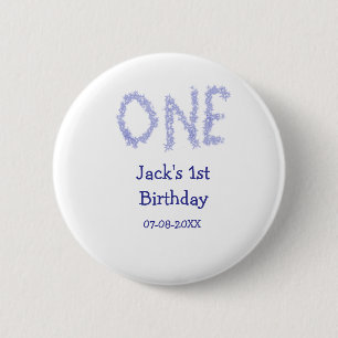 One blue glitter boy modern 1st birthday button