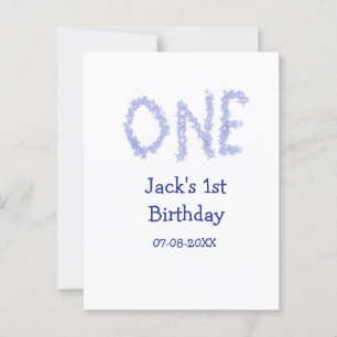 One blue glitter boy modern 1st birthday postcard