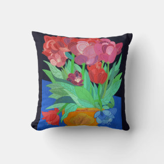 One Blue Tulip Throw Pillow