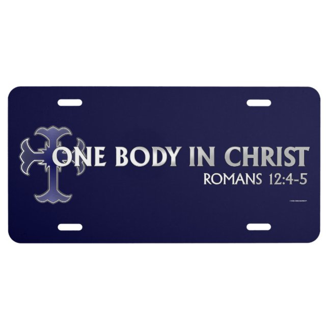 One Body In Christ License Plate (Front)