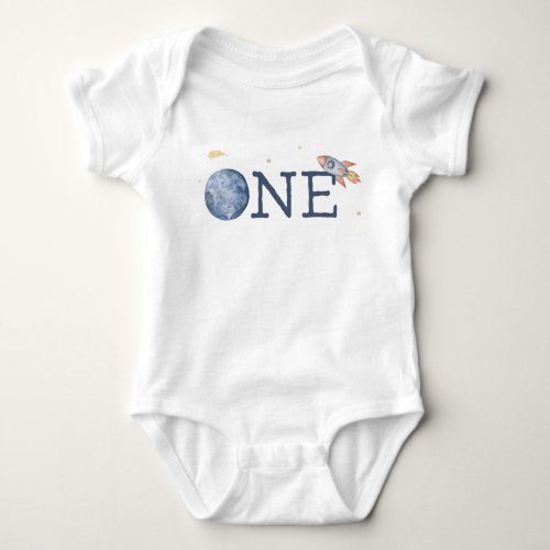 ONE Bodysuit  Space 1st Birthday Shirt 