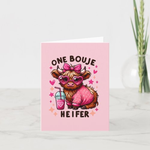 One Bouje Heifer _ Cute Valentines Day Heifer Cow Holiday Card
