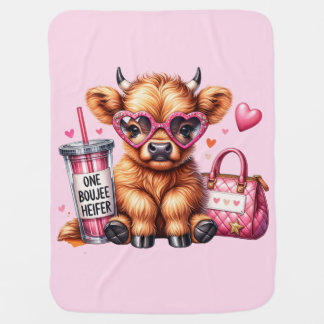 One Boujee Heifer Highland Cow Baby Blanket