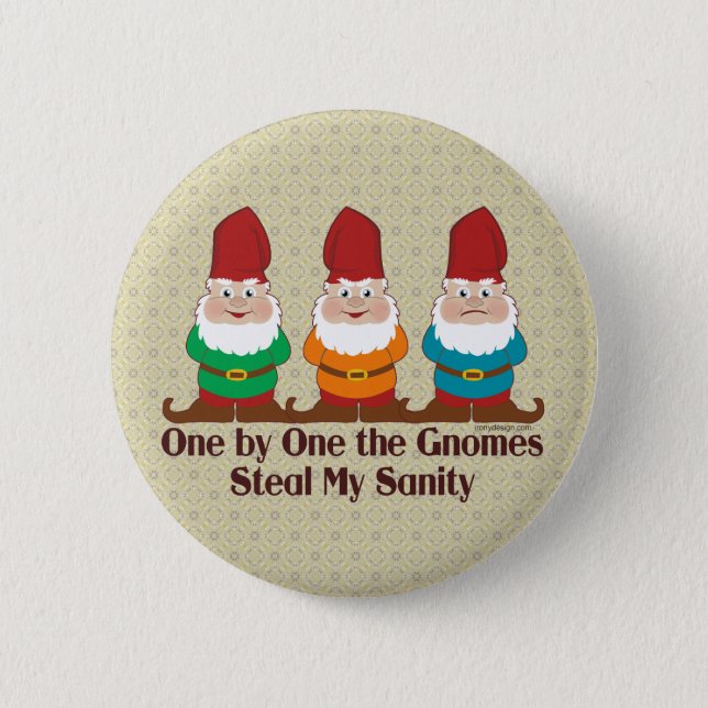 One By One The Gnomes Button (Front)