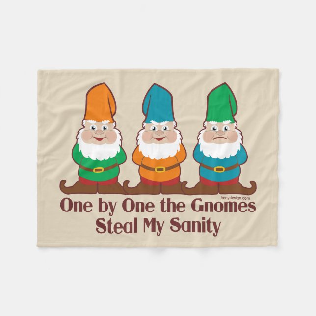 One By One The Gnomes Fleece Blanket (Front (Horizontal))