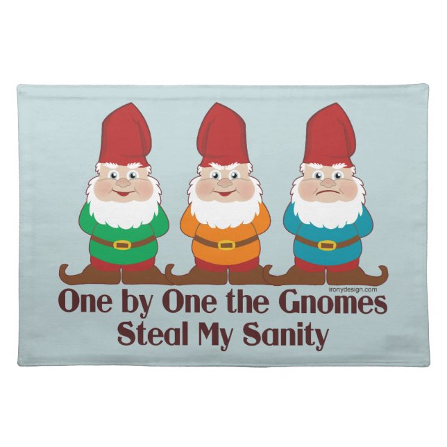 One By One The Gnomes Funny Blue Cloth Placemat (Front)