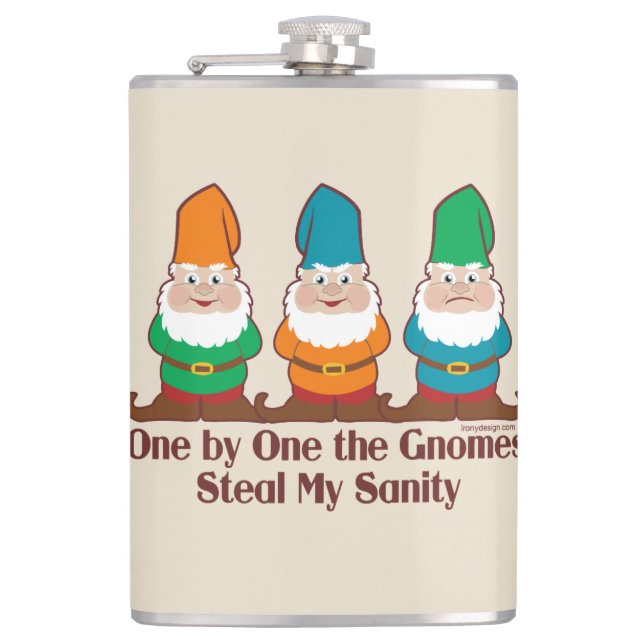 One by one the Gnomes Funny Design Flask (Front)