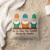One by one the Gnomes Funny Design Throw Pillow (Blanket)