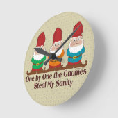 One By One The Gnomes Round Clock (Angle)