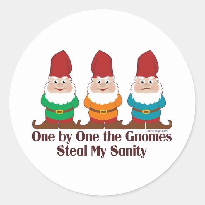 One By One The Gnomes Round Stickers