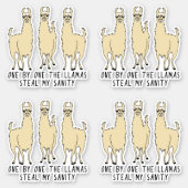 One by One the Llamas Steal my Sanity Contour Sticker (Front)