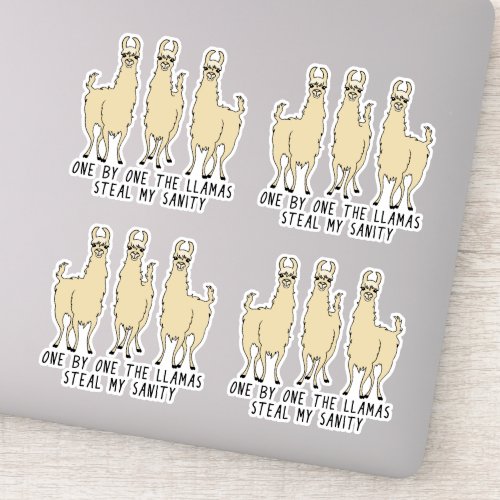 One by One the Llamas Steal my Sanity Contour Sticker