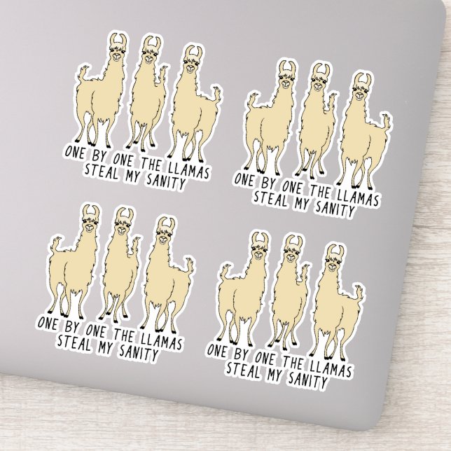 One by One the Llamas Steal my Sanity Contour Sticker (Detail)