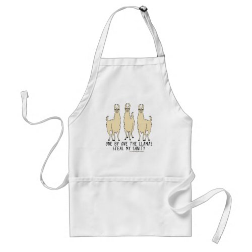 One by One the Llamas Steal my Sanity Funny Adult Apron