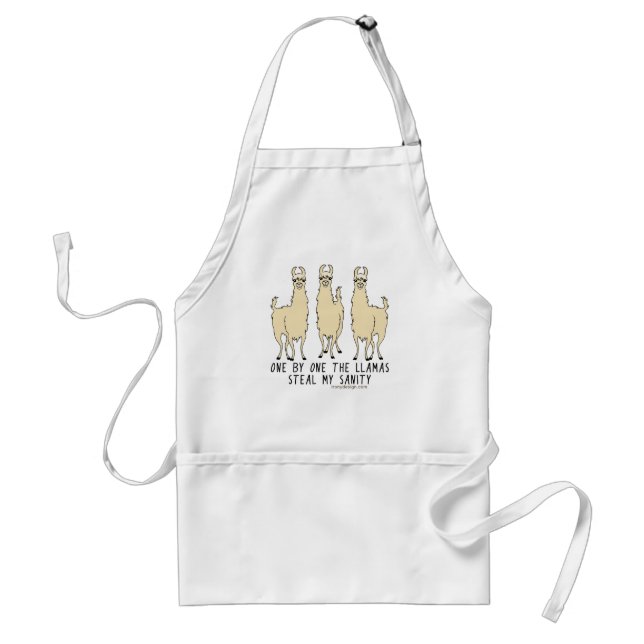 One by One the Llamas Steal my Sanity Funny Adult Apron (Front)