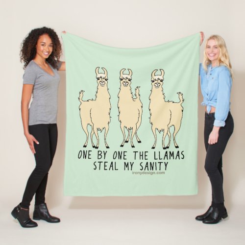 One by One the Llamas Steal my Sanity Funny Fleece Blanket