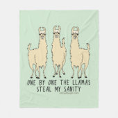 One by One the Llamas Steal my Sanity Funny Fleece Blanket (Front)