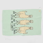 One by One the Llamas Steal my Sanity Funny Golf Towel (Horizontal)