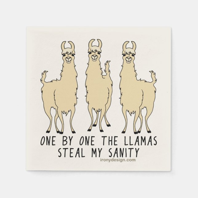 One by One the Llamas Steal my Sanity Funny Napkins (Front)