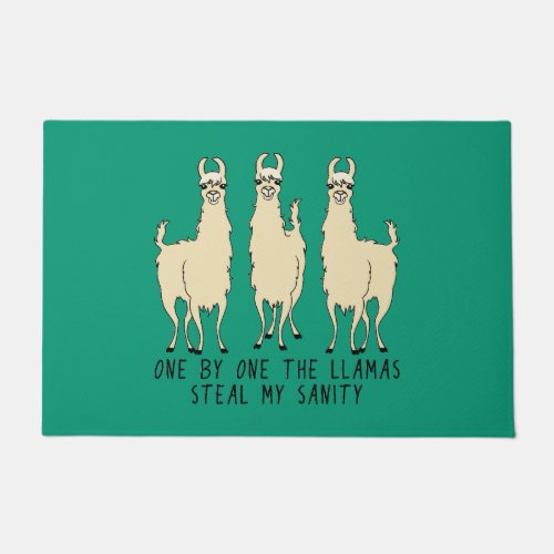 One by One the Llamas Steal my Sanity Green Doormat