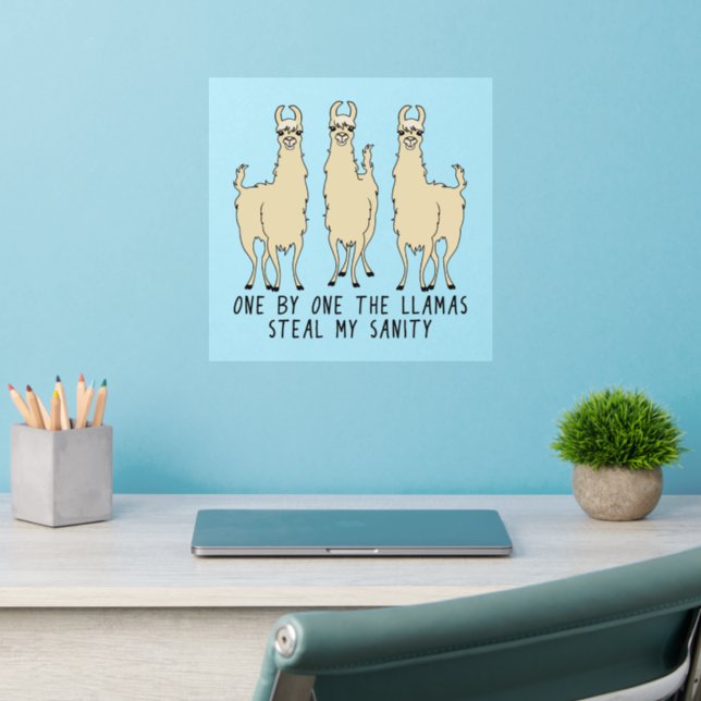 One by One the Llamas Steal my Sanity Wall Decal (Home Office 2)