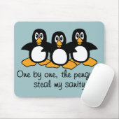 One by One The Penguins Funny Saying Design Blue Mouse Pad (With Mouse)