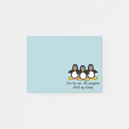 One by One The Penguins Funny Saying Design Blue Post_it Notes