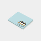 One by One The Penguins Funny Saying Design Blue Post-it Notes (Angled)