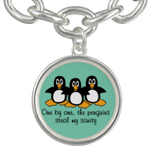 One by One The Penguins Funny Saying Design Bracelet