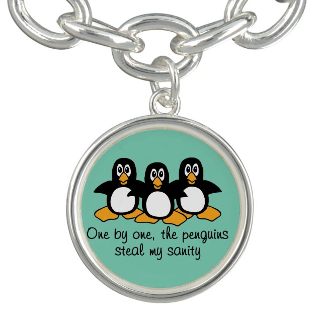 One by One The Penguins Funny Saying Design Bracelet (Design)