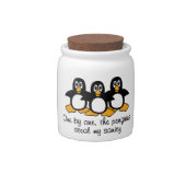 One by One The Penguins Funny Saying Design Candy Jar (Front)