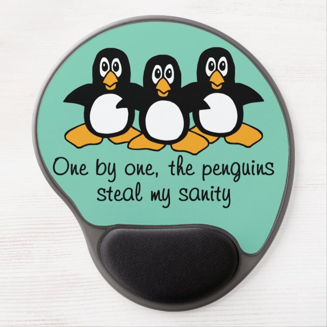 One by One The Penguins Funny Saying Design Gel Mouse Pad (Front)