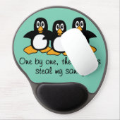 One by One The Penguins Funny Saying Design Gel Mouse Pad (Left Side)