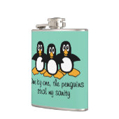 One by One The Penguins Funny Saying Design Hip Flask (Left)