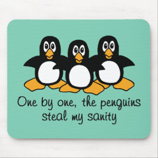 One by One The Penguins Funny Saying Design Mouse Pad