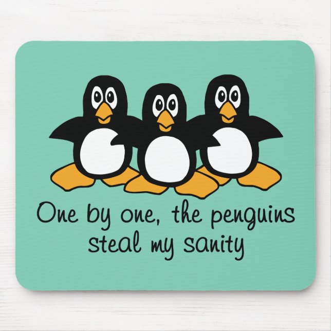 One by One The Penguins Funny Saying Design Mouse Pad (Front)