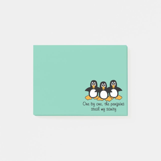 One by One The Penguins Funny Saying Design Post-it Notes (Front)