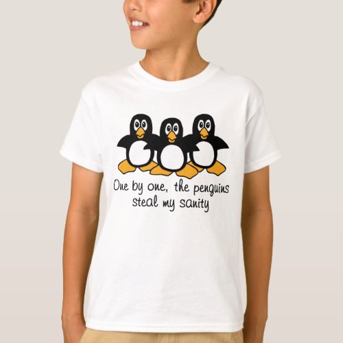 One by One The Penguins Funny Saying Design T_Shirt