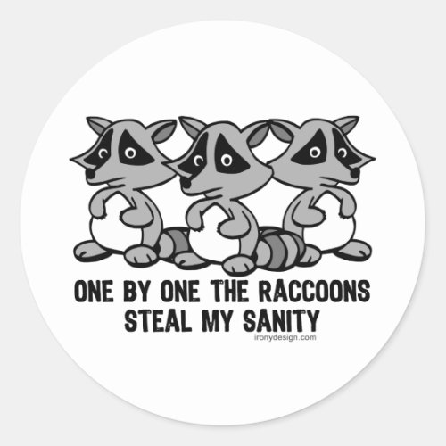 One By One The Raccoons Design Classic Round Sticker