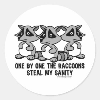 One By One The Raccoons Design Classic Round Sticker