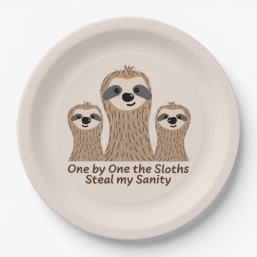 One by One the Sloths Steal my Sanity Round Paper Plates