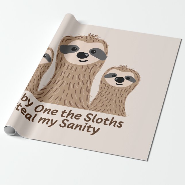 One by One the Sloths Steal my Sanity Wrapping Paper (Unrolled)