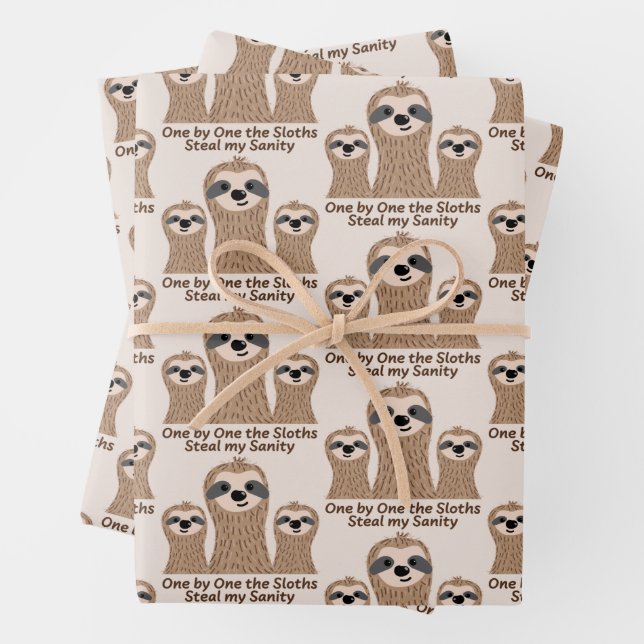 One by One the Sloths Steal my Sanity Wrapping Paper Sheets (In situ)