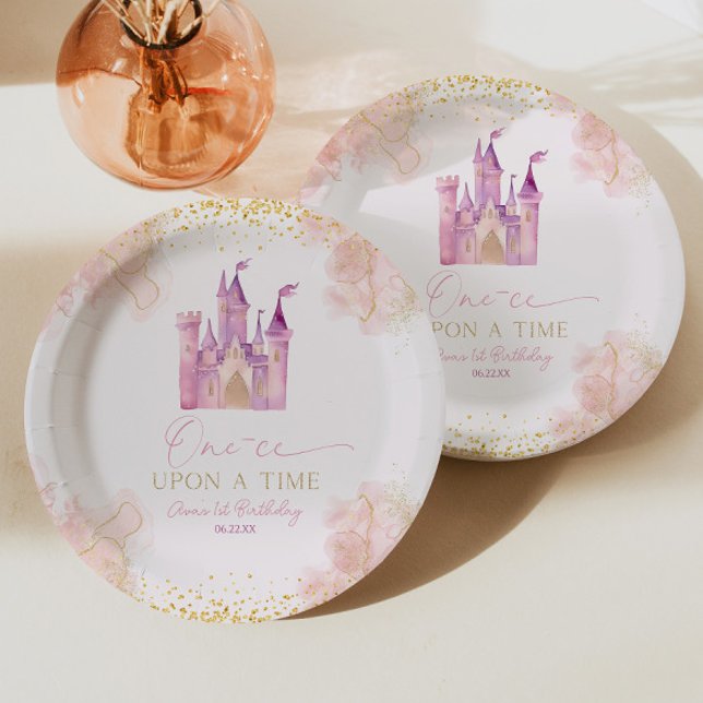 One-ce Upon A Time Princess 1st Birthday Party Paper Plates (Creator Uploaded)