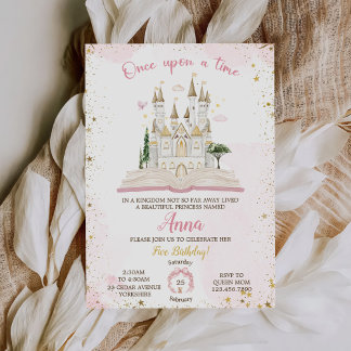 One-ce Upon A Time Princess 5th Birthday Party Invitation