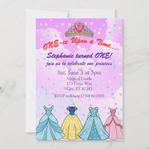 ONE-ce Upon A Time, Princess Dress 1st Birthday Invitation